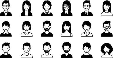 User icon vector set. Profile and people silhouette collection
