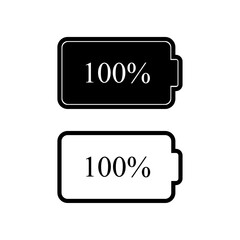 Dual full battery vector icons, Full charged battery icon, Powerful battery vector symbol