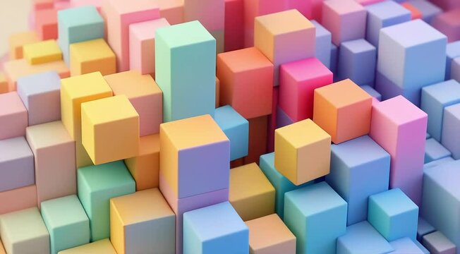 A shifting 3D cube structure with smooth, seamless transitions between colors and rotations