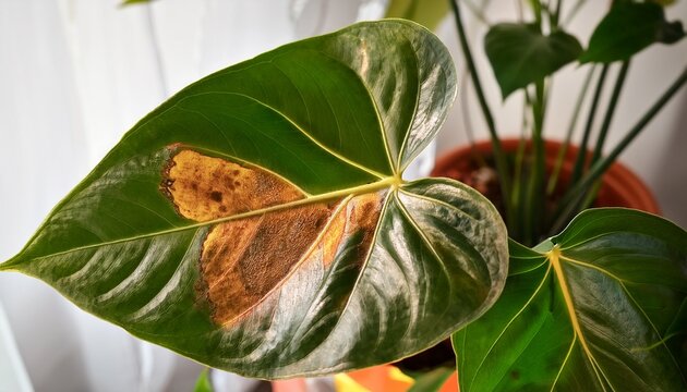 leaves diseases of anthurium leaves have brown spots and dry leaf blight or leaf spot indoor plant problems improper care