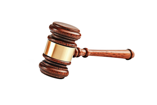 Wooden judge gavel law isolated on transparent background