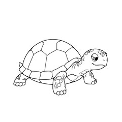 Outlined turtle with a patterned shell and a relaxed expression