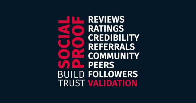 Social Proof Concept with Keywords on Black Background