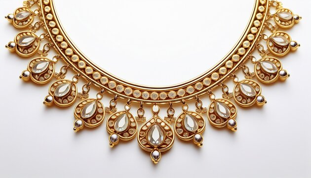 gold neckless isolated on white background