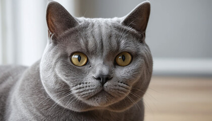 Portrait of a sleek British Shorthair cat