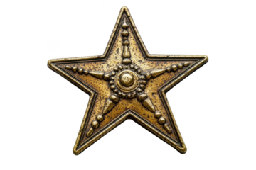 Golden star design isolated on transparent background