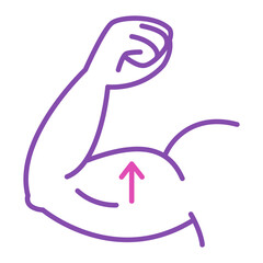 Strong biceps line icon vector isolated. Simple symbol of muscle increase. Strong arm. Concept of bodybuilding.