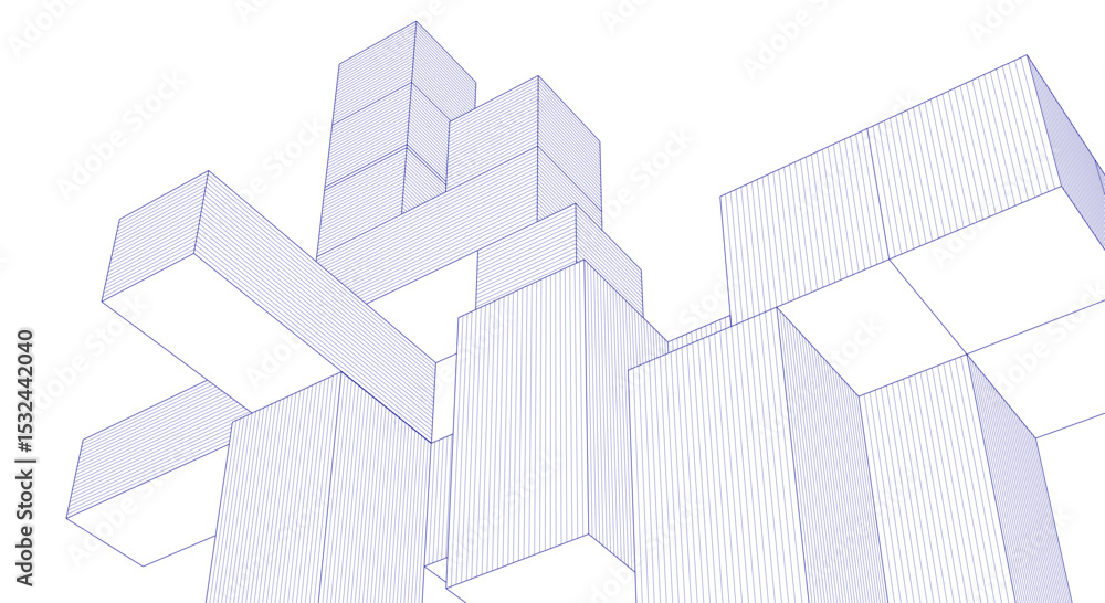 Poster abstract architecture modular construction 3d