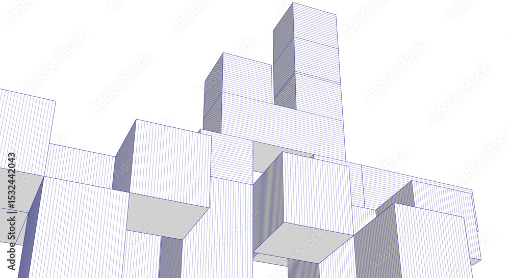 Aufkleber abstract architecture modular construction 3d