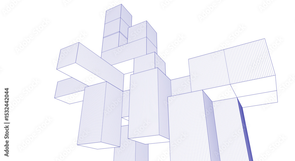 Poster abstract architecture modular construction 3d