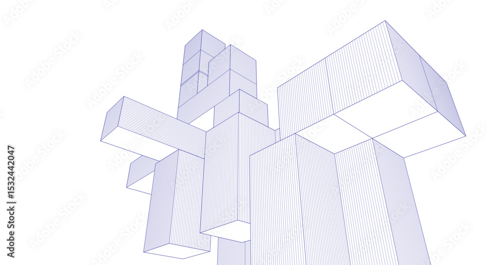 Poster abstract architecture modular construction 3d