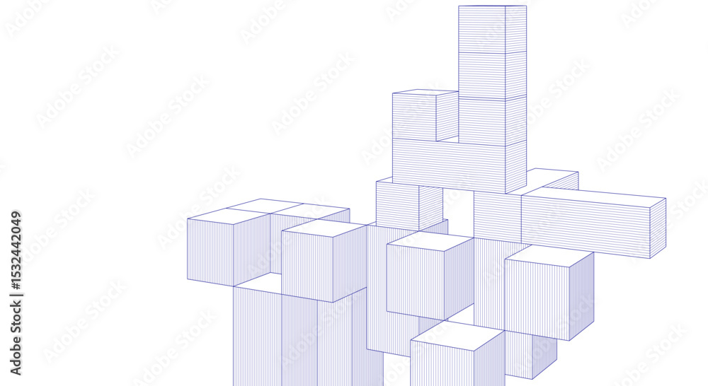 Poster abstract architecture modular construction 3d
