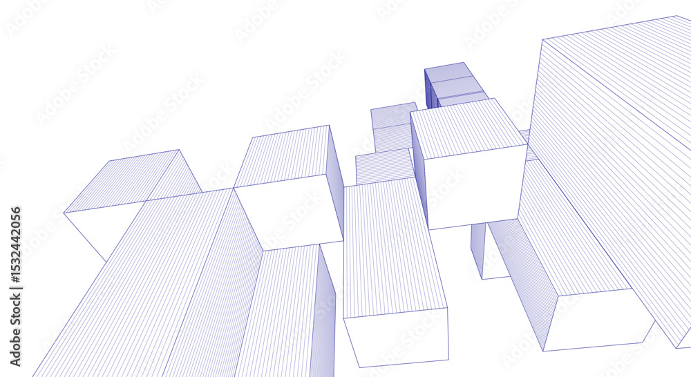 Poster abstract architecture modular construction 3d
