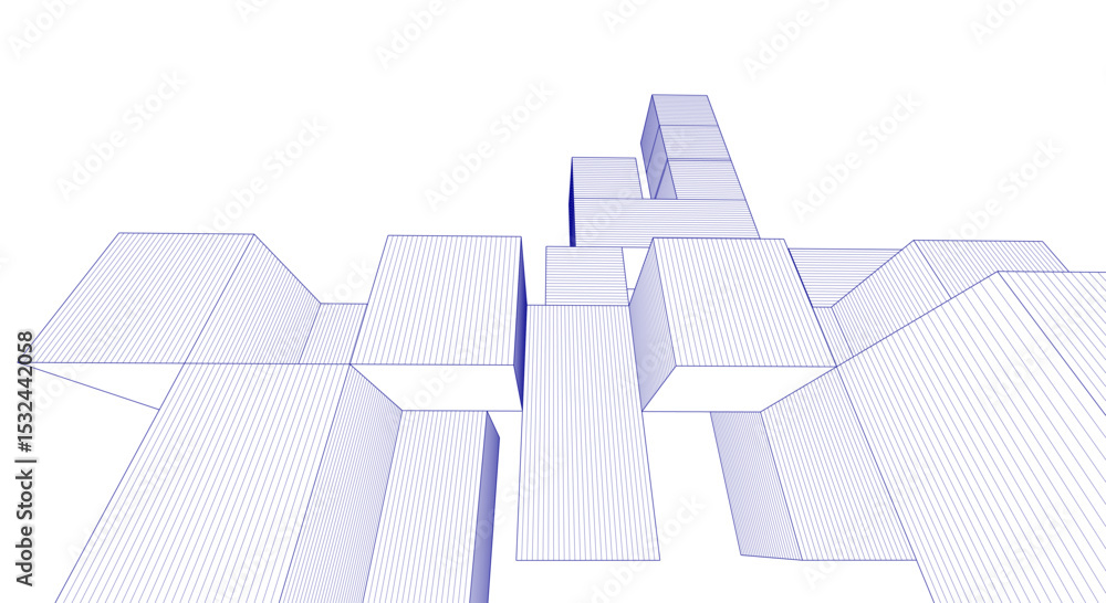 Poster abstract architecture modular construction 3d