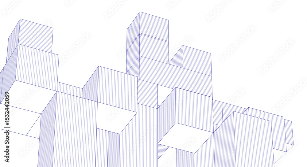 Poster abstract architecture modular construction 3d