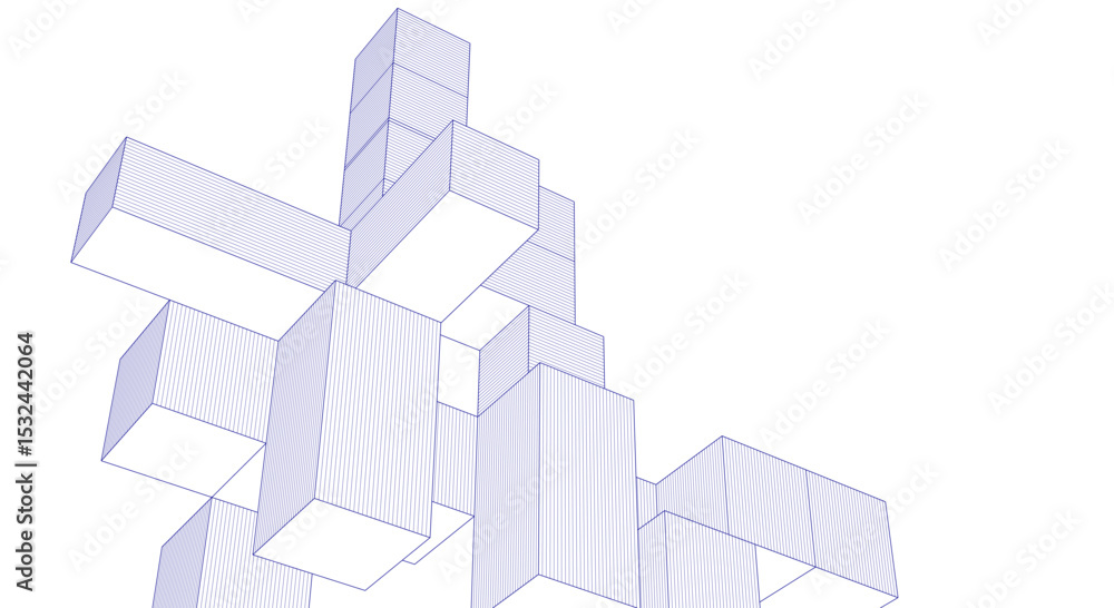 Aufkleber abstract architecture modular construction 3d
