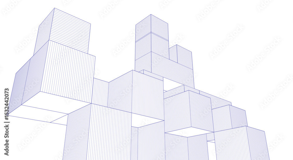 Poster abstract architecture modular construction 3d