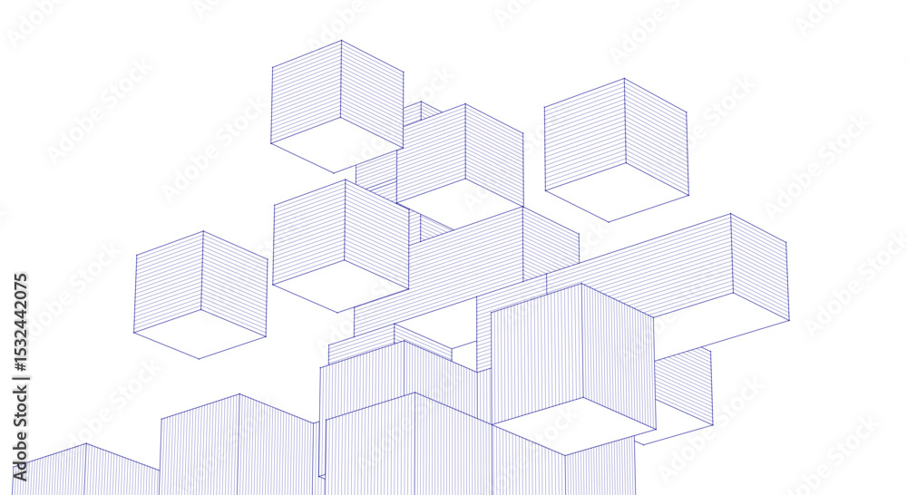 Poster abstract architecture modular construction 3d
