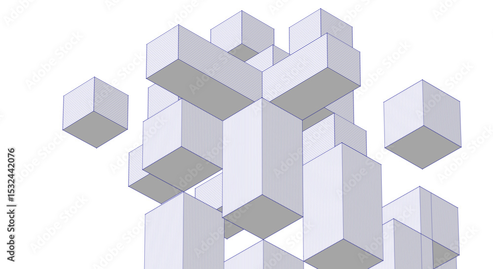 Poster abstract architecture modular construction 3d