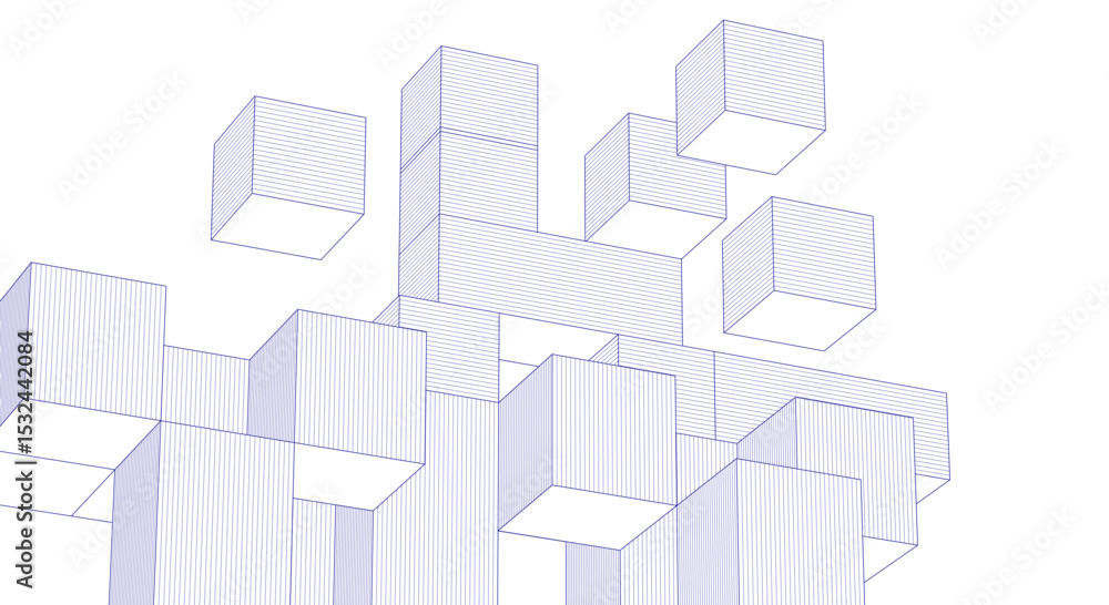 Poster abstract architecture modular construction 3d