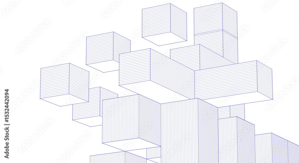 Poster abstract architecture modular construction 3d