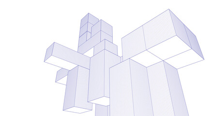 abstract architecture modular construction 3d