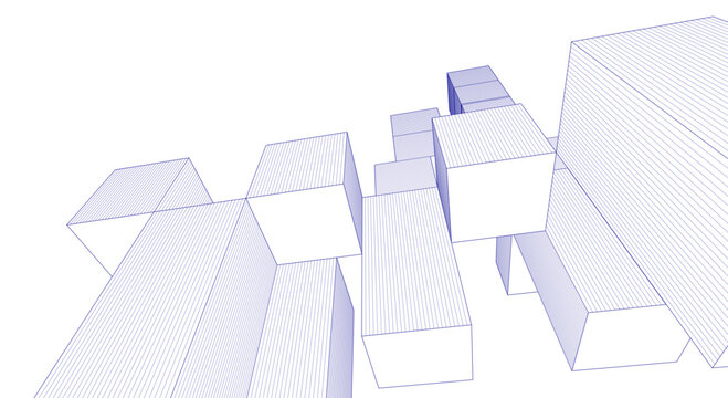 Fototapeta abstract architecture modular construction 3d