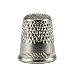 Detailed Closeup of a Metallic Thimble with Diamond Pattern