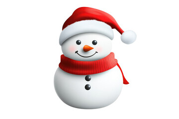 Fototapeta premium Smiling snowman in hat isolated on transparent background