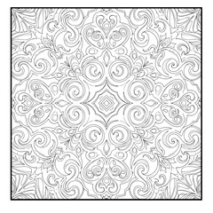 Elegant intricate patterns, swirls, and floral elements for a coloring book design