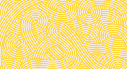 Spaghetti background. Abstract Yellow Noodle Pattern on Light Background. Geometric Food Inspired Design for Asian or Italian kitchen design.
