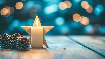 Celebrate Christmas Eve with style and elegance by decorating your modern room with a festive Christmas table setting and a wooden star against the fireplace