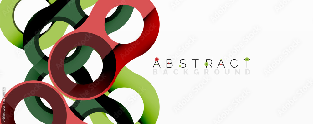 Poster bright abstract design features colorful ribbon loops. modern graphic element, clean lines, vibrant 