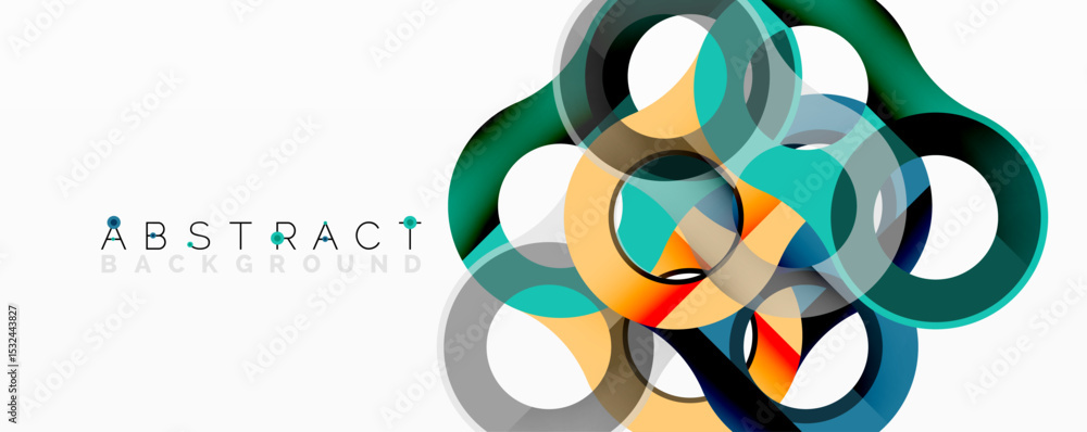 Poster colorful overlapping circles create modern abstract design. gradient shades enhance visual appeal, o