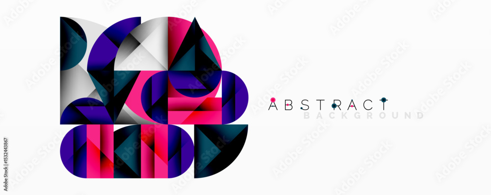 Poster geometric shapes overlap, creating vibrant colorful design. modern aesthetic, suitable for backgroun