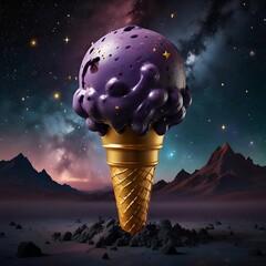 Fantasy Ice Cream Cones Floating in Outer Space