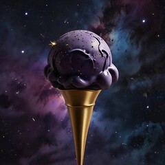 Fantasy Ice Cream Cones Floating in Outer Space