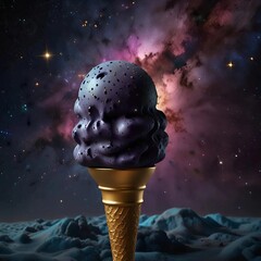 Fantasy Ice Cream Cones Floating in Outer Space