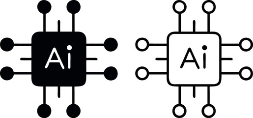 AI computer chip icon vector. 