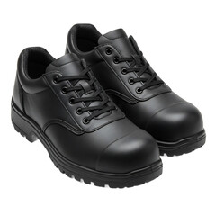 Pair of Black Leather Safety Shoes with Laces