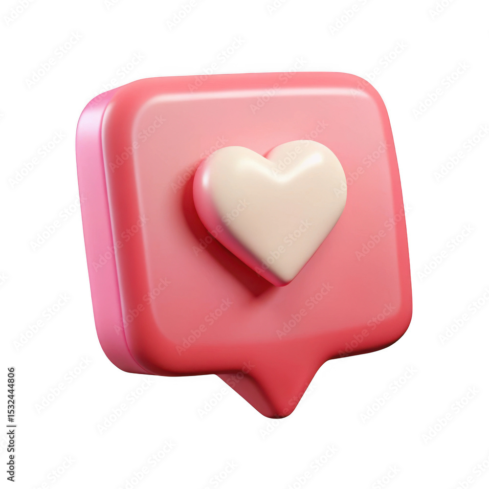 Aufkleber 3d pink like button with heart icon isolated on transparent background