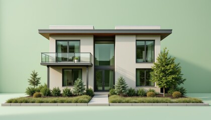 Contemporary Two-Story House Surrounded by Lush Greenery and Modern Landscape Design