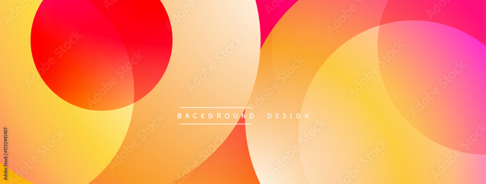 Poster Abstract colorful circles overlap creating vibrant gradient background. Modern design elements suggest energy, warmth, positivity.