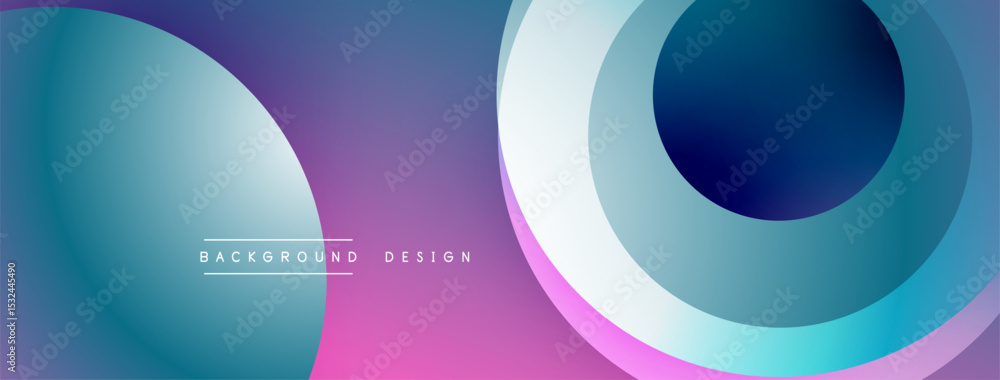 Poster abstract gradients, overlapping circles create modern visual. pink, blue hues dominate composition, 