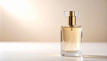 perfume bottle on beige background