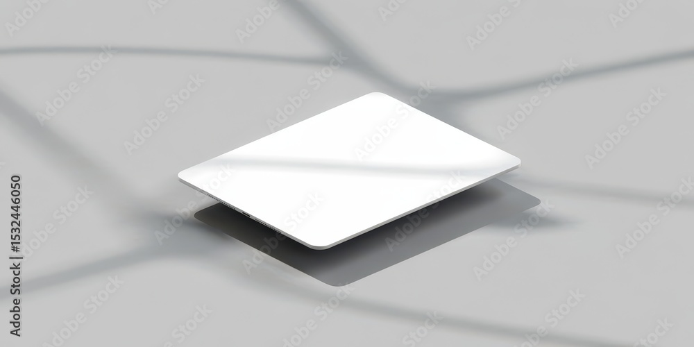 Aufkleber minimalist mockup of a digital tablet with a blank white screen floating above a grey surface with o