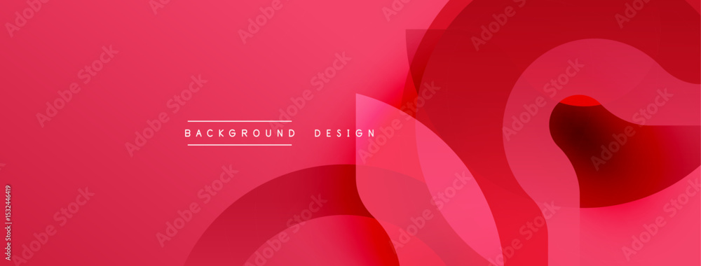 Poster Abstract red design. Overlapping shapes create dynamic visual effect. Modern background suitable for various projects. Simple, elegant.