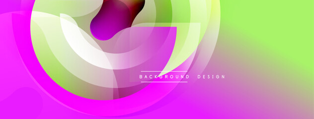 Abstract vibrant background. Overlapping shapes create dynamic flow, using pink, green, purple hues. Modern design element.