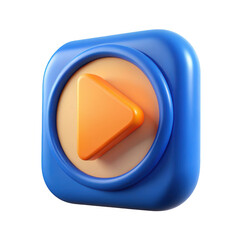 3d play button icon realistic 3d render isolated on transparent background