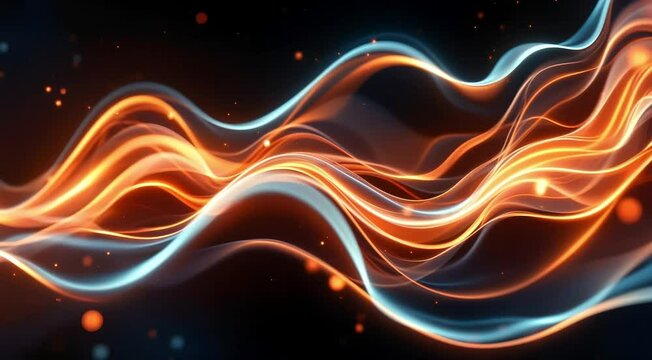  A glowing stream of liquid like energy moving smoothly through a dark, abstract backdrop